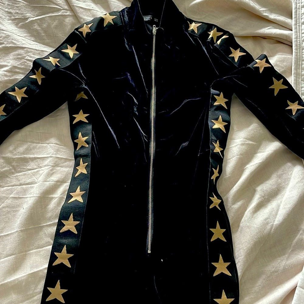 Long sleeve velvet jumpsuit with star detail